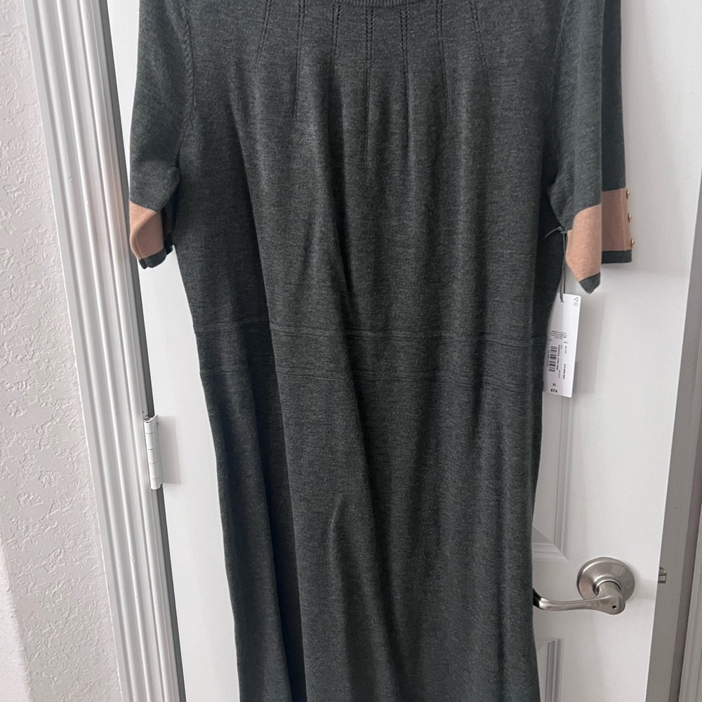 Liz Claiborne Charcoal Dress with Beige Details